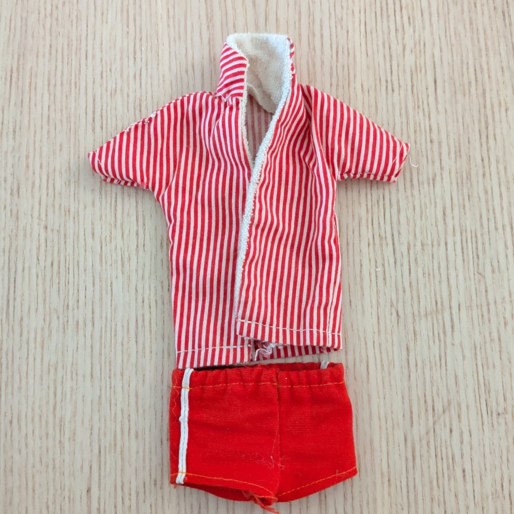Vintage 1960's KEN RED SWIM TRUNKS & STRIPED JACKET No Tag Barbie Friend Doll